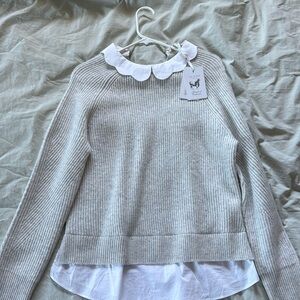 Ted Baker Collared White & Grey Top